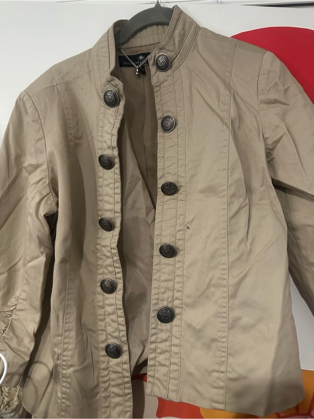 Classic Women's Tan Military-Style Trench Jacket